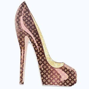 At Home Louis Vuitton Monogram Wood Heel Decor